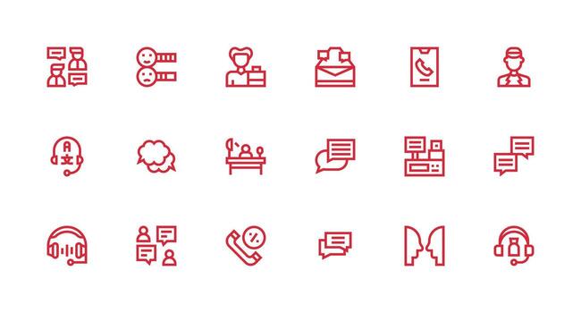 18 íconos para cliente Servicio en fuerte carrera línea formato icono paquete para ui vector