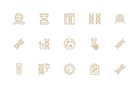 15 Regular Line Style Icons from Genetics Collection Neat Icon Set vector