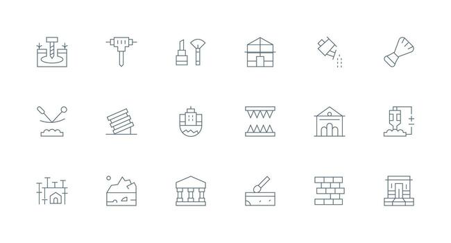 18 Minimal Line Style Icons from Foundation Collection Basic Icon Series vector