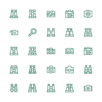 25 Medium Stroke Outline Style Icons from Viewfinder Collection Icon Pack for UI vector