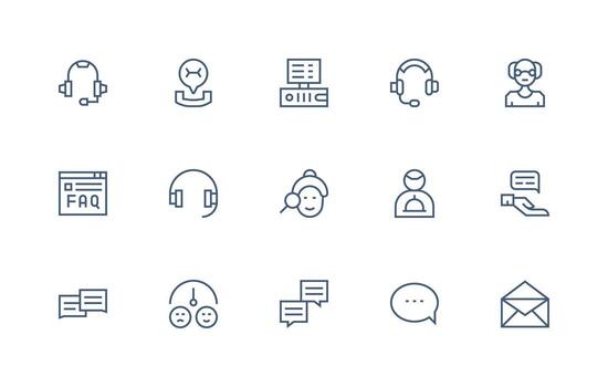 15 Regular Line Style Icons from Customer Service Collection Flexible Icon System for Web Interfaces vector