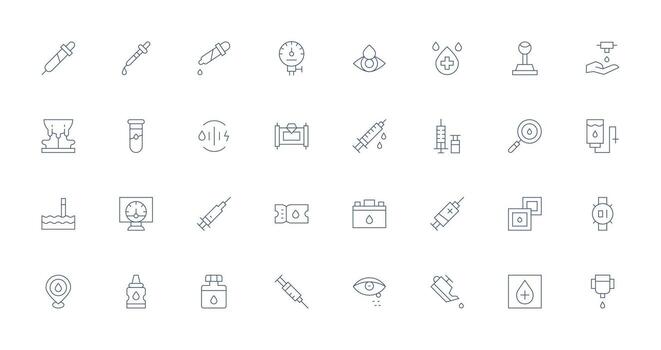 fluido visual paquete conteniendo 32 Delgado línea íconos sencillo íconos para interfaz y wireframes vector