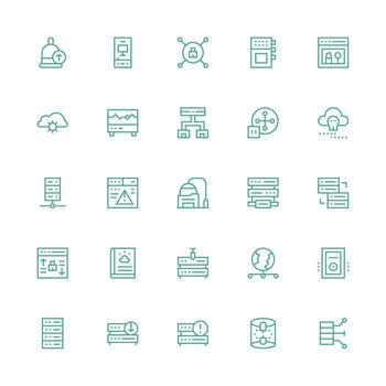 servidor diseño íconos presentando 25 en medio carrera contorno estilo funcional icono serie vector