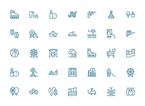 35 Regular Clean Line Style Icons from Fun Collection UI Icon Set vector