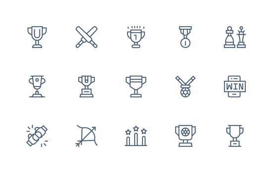 15 Regular Line Vectors for Contest Theme Style Icon Set