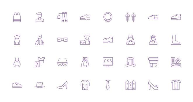 estilo visual paquete conteniendo 32 Delgado línea íconos mínimo icono conjunto para interfaz proyectos vector