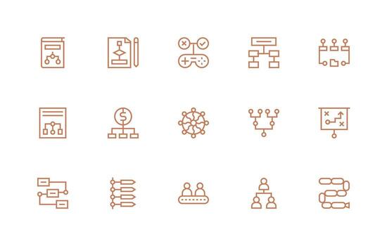 15 Regular Line Style Icons from Flowchart Collection Modern Icon Set vector