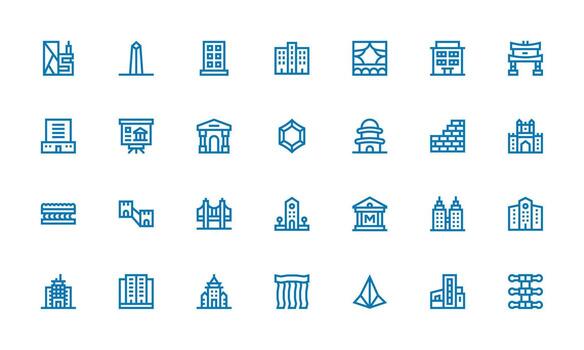 negrita línea íconos desde arquitectura conjunto con 28 vectores moderno icono conjunto