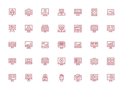 Screen Set with 35 Regular Clean Line Icons Well-Structured Icons for Creative Use vector