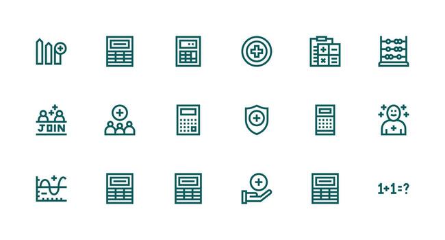 adición icono colección con 18 fuerte carrera línea diseños limpiar icono conjunto icono paquete para ui proyectos vector