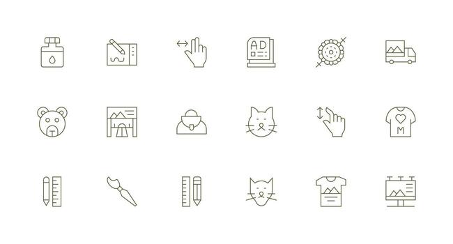 Minimal Line Style Graphic Design Icons with 18 Vectors UI-Ready Icon Collection
