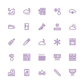 Temperature featuring 25 Icons in Medium Stroke Outline Design Clean Icon Set Icon Pack for UI Projects vector