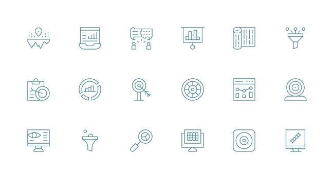18 Visualization Icons in Minimal Line Aesthetic Clean Icon Set Icon Pack for UI Projects vector