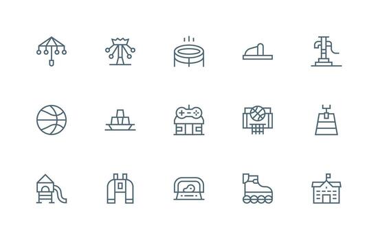 Playground Design Icons featuring 15 in Regular Line Style Icons Built for Visual Consistency Pack vector
