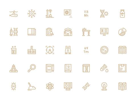 Regular Clean Line Icons from Research Set with 35 Vectors Complete Icon Bundle for Web Design