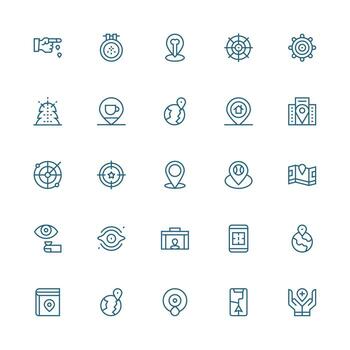 25 medio carrera contorno estilo íconos desde determinar con precisión colección rápido acceso íconos para ui desarrollo vector