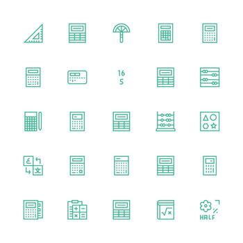 25 Icons for Math in Medium Stroke Outline Format Layout Icon Collection vector