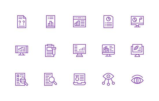Data Analysis Visual Pack containing 15 Regular Line Icons Neat Icon Set vector