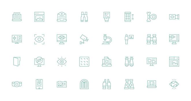32 Icons for View in Thin Line Format Balanced Icon Set for Functional Design vector