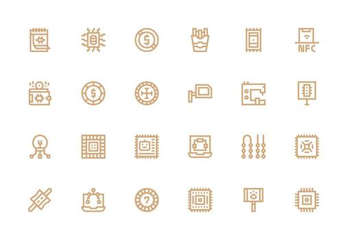 24 Icons for Chip in Thick Line Line Format Sharp Icons for Presentations vector