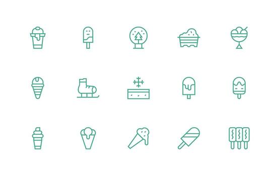 Regular Line Style Frozen Icons with 15 Vectors Functional Icon Series