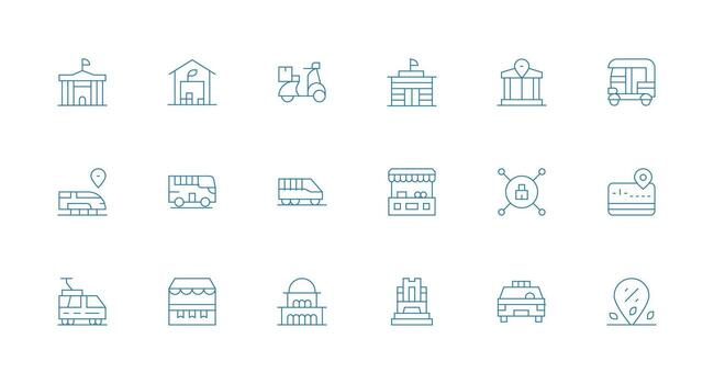 Local Icon Set with 18 Minimal Line Graphics Essential Icon Set for Teams vector