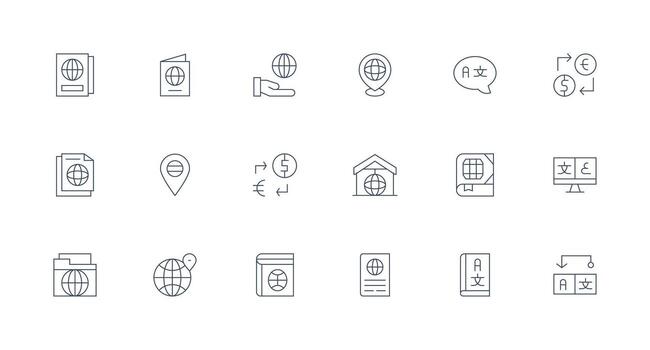 Foreign Design Icons featuring 18 in Minimal Line Style Scalable Icon Pack vector