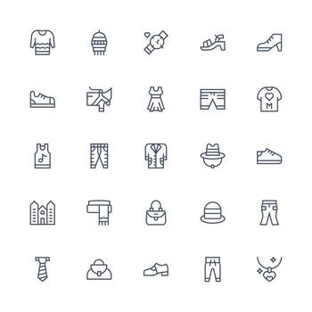 25 Medium Stroke Outline Style Icons from Style Collection Balanced Icon Set for Functional Design vector