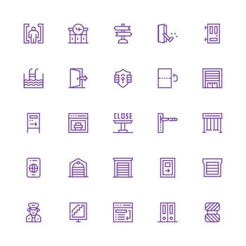 25 Medium Stroke Outline Style Icons from Exit Collection Simple Icons for Interface and Wireframes vector