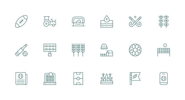 18 Minimal Line Style Icons from Field Collection Clean Icon Collection for Web Use vector