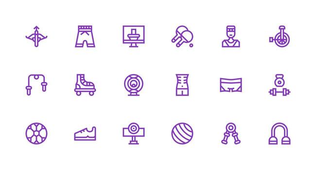Exercise featuring 18 Icons in Strong Stroke Line Design Essential Icon Set for Teams vector