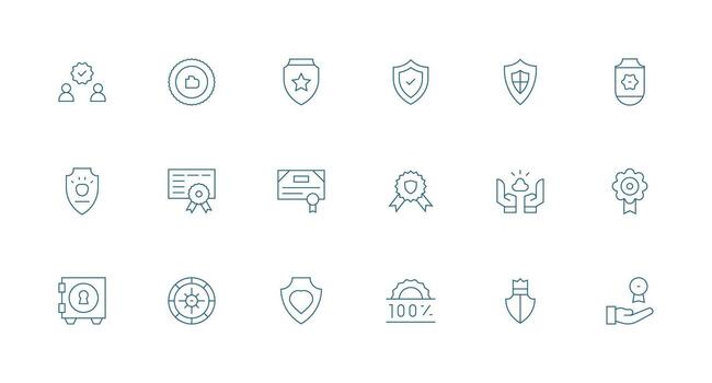 fiabilidad icono conjunto con 18 mínimo línea gráficos moderno icono conjunto vector