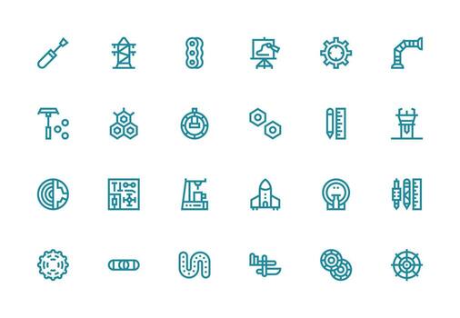 24 íconos para Ingenieria en grueso línea línea formato icono conjunto para web vector