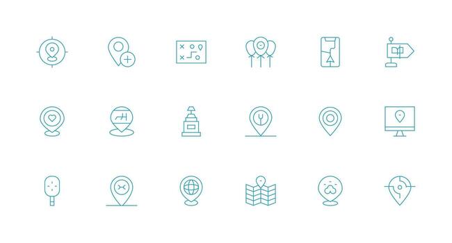 18 mínimo línea estilo íconos desde marcador colección equilibrado icono conjunto para funcional diseño vector