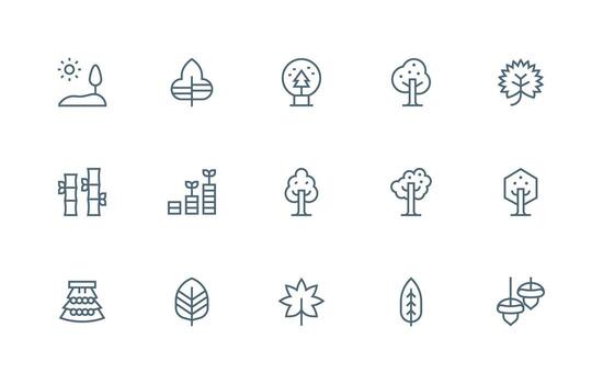 árbol icono colección con 15 regular línea diseños interfaz íconos para diario utilizar vector