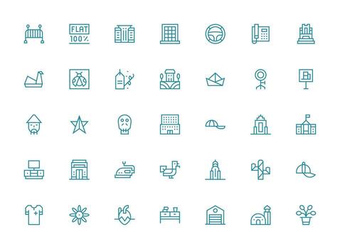 Regular Clean Line Icons from Flat Set with 35 Vectors Interface Icons for Daily Use