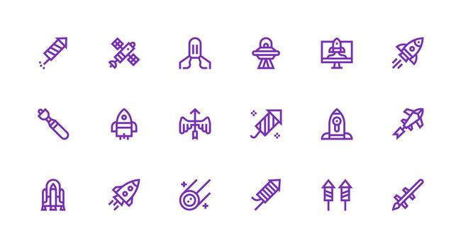 18 Icons for Rocket in Strong Stroke Line Format Simple Icons for Interface and Wireframes vector