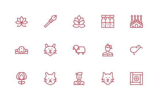 regular línea estilo icono gráfico íconos con 15 vectores escalable íconos para multiplataforma interfaces