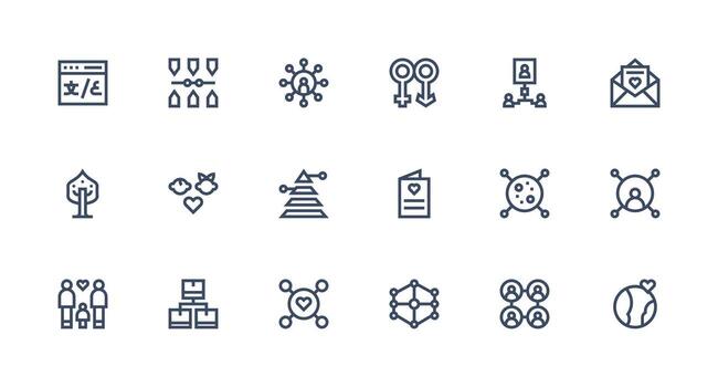 Strong Stroke Line Icons from Relationship Set with 18 Vectors Customizable Icon Series for Mobile Screens