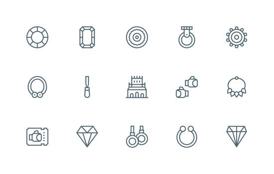 anillo diseño íconos presentando 15 en regular línea estilo detallado icono colección para diseño sistemas vector