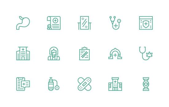 15 Regular Line Style Icons from Medical Collection Clean Icon Set Icon Pack for UI Projects vector