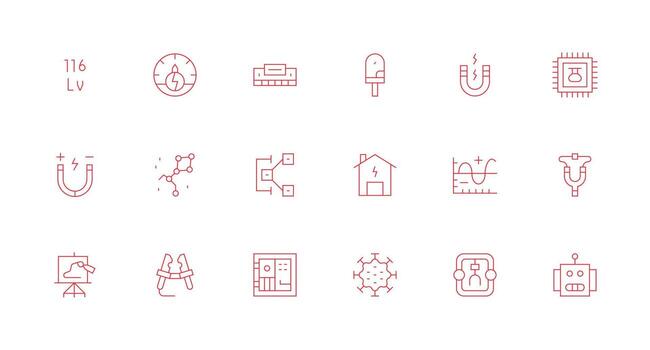 Circuit Visual Pack containing 18 Minimal Line Icons Icon Pack for UI vector