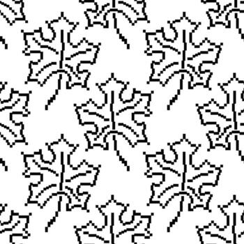 sin costura píxel arce hoja modelo negro y blanco otoño follaje antecedentes retro 8 bits estilo otoño temporada diseño digital textura fondo de pantalla textil envase papel mínimo pixelado ilustración vector