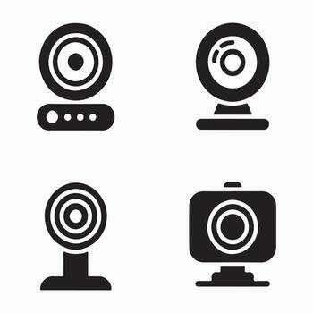 llamada cámaras web sólido íconos haz vector