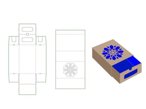 Mandala Pattern lasercut in Shoe Lock Box Dieline Template vector