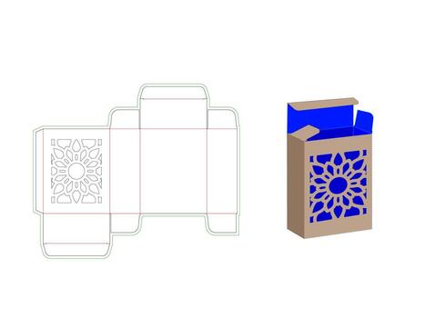 Mandala Pattern lasercut in Shoap Box Dieline Template vector