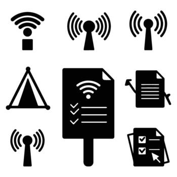 Serene Office Workspace A Stylish Black and White Illustration of a Productive Desk Setup with Computer, Documents, and Planning Board vector