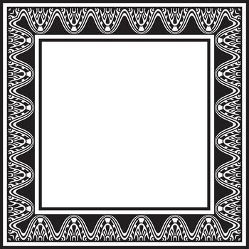 square Assyrian black monochrome ornament. Rectangle, border, frame of Mesopatamia Pattern of the ancient East vector