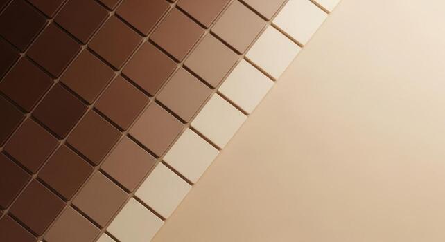 Abstract geometric background featuring a diagonal mosaic of square tiles in a gradient of brown, beige, and nude shades photo