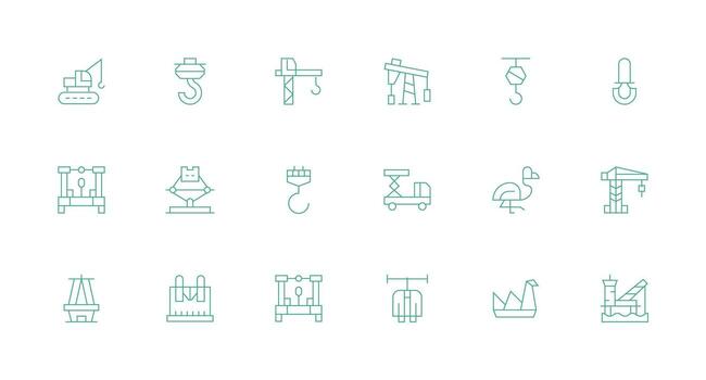 Crane Visual Pack containing 18 Minimal Line Icons Versatile Icon Collection for Designers vector